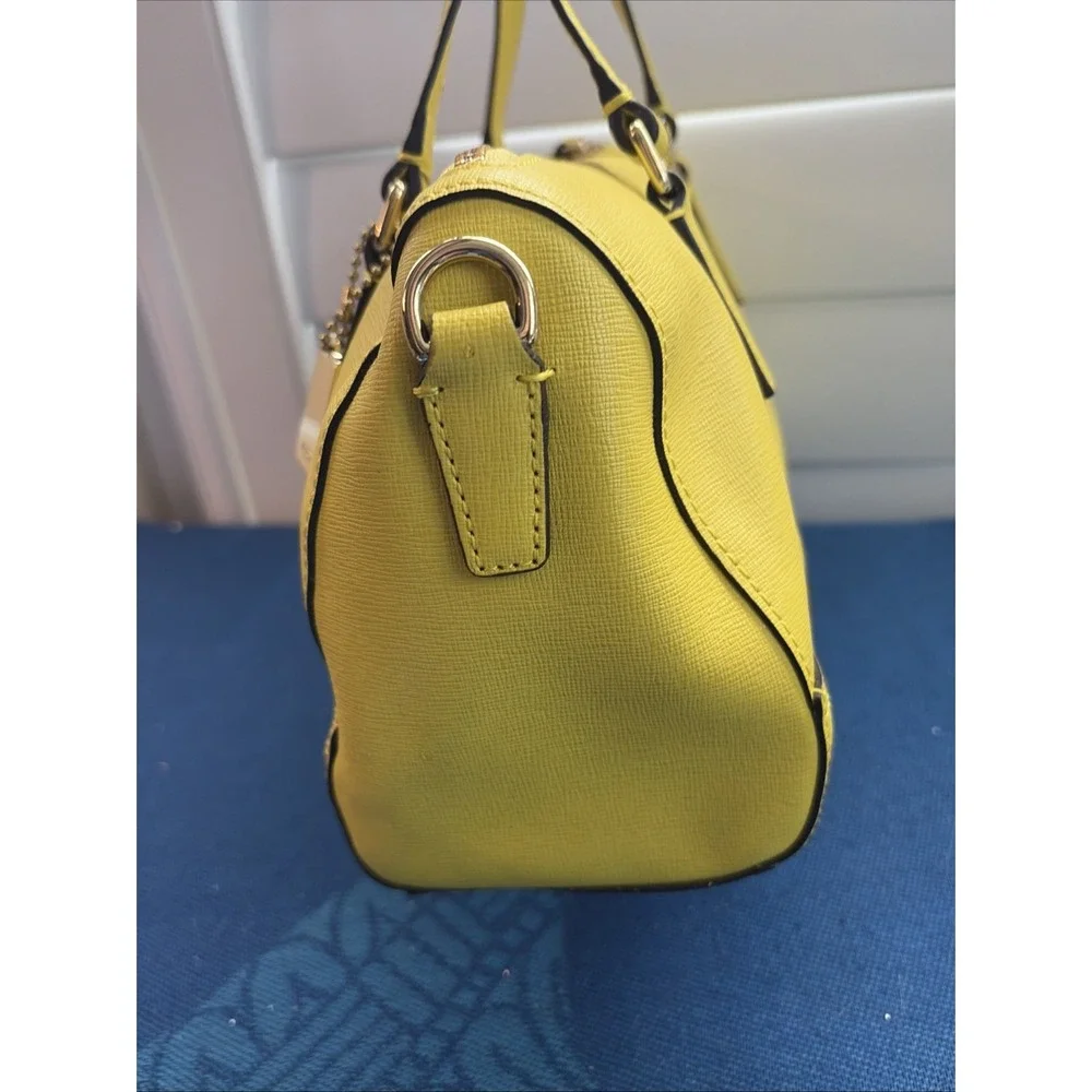 Coach Saffiano Leather Mini Satchel Handbag Yellow W/ Hangtag Double Straps